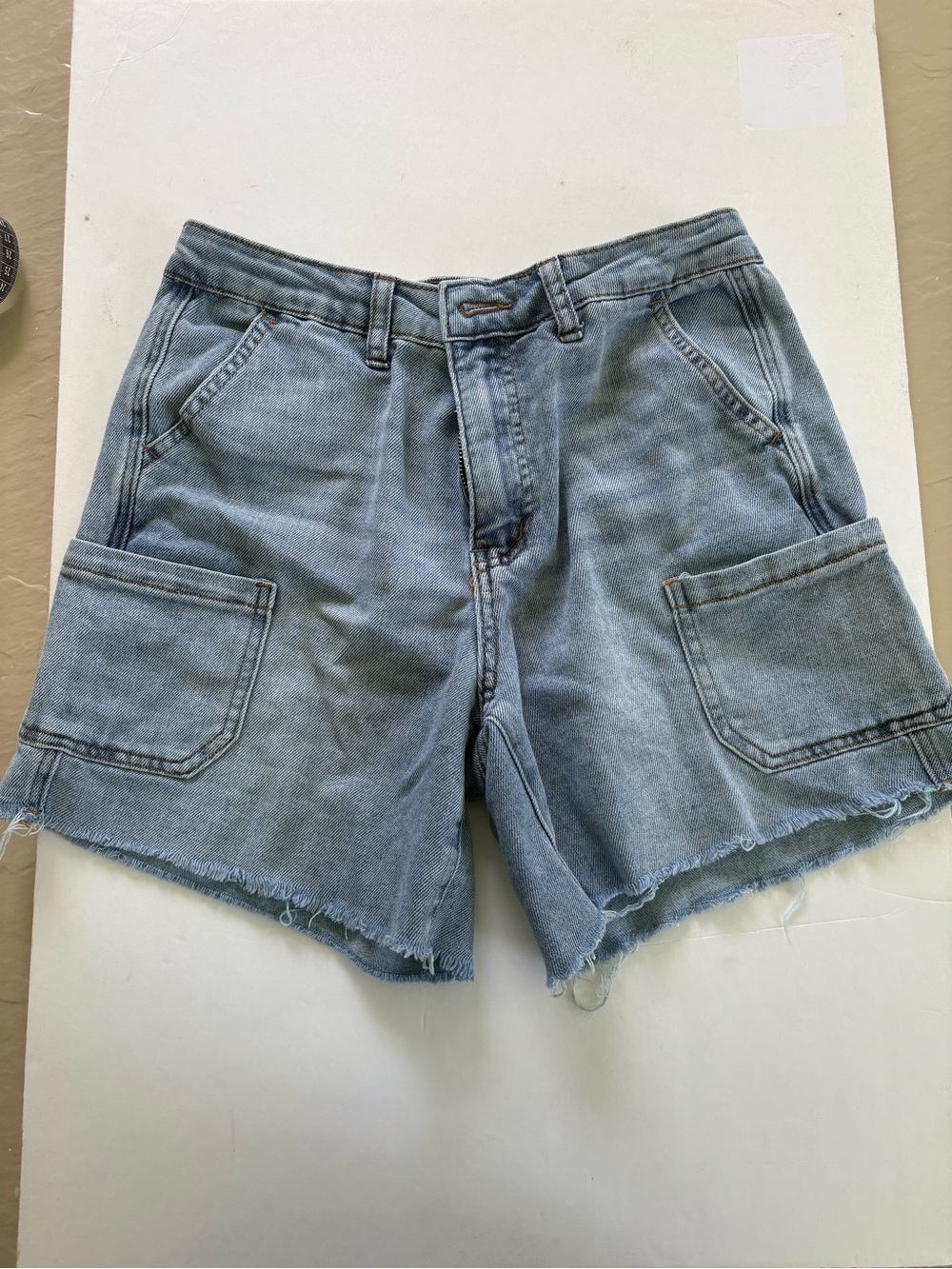 Light Blue Denim Cargo Pocket Shorts